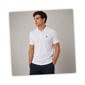 Flint Park Polo Shirt Mens L White NWT Organic Cotton Stretch Golf Casual